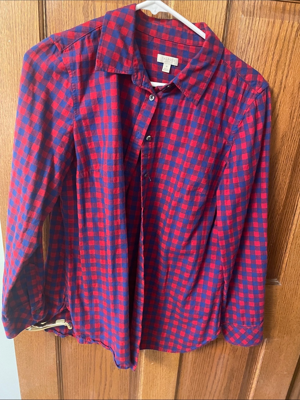 Talbots Red and Blue Plaid Button-Down Shirt